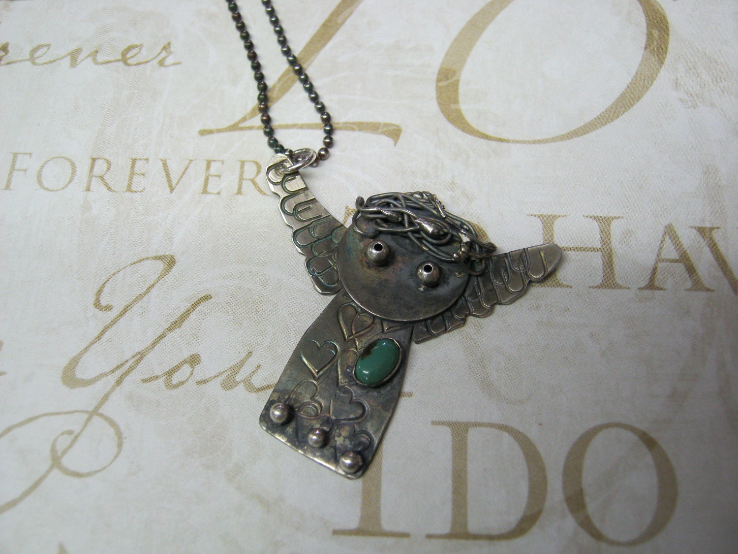 Sterling Silver Angel Pendant Necklace, handmade