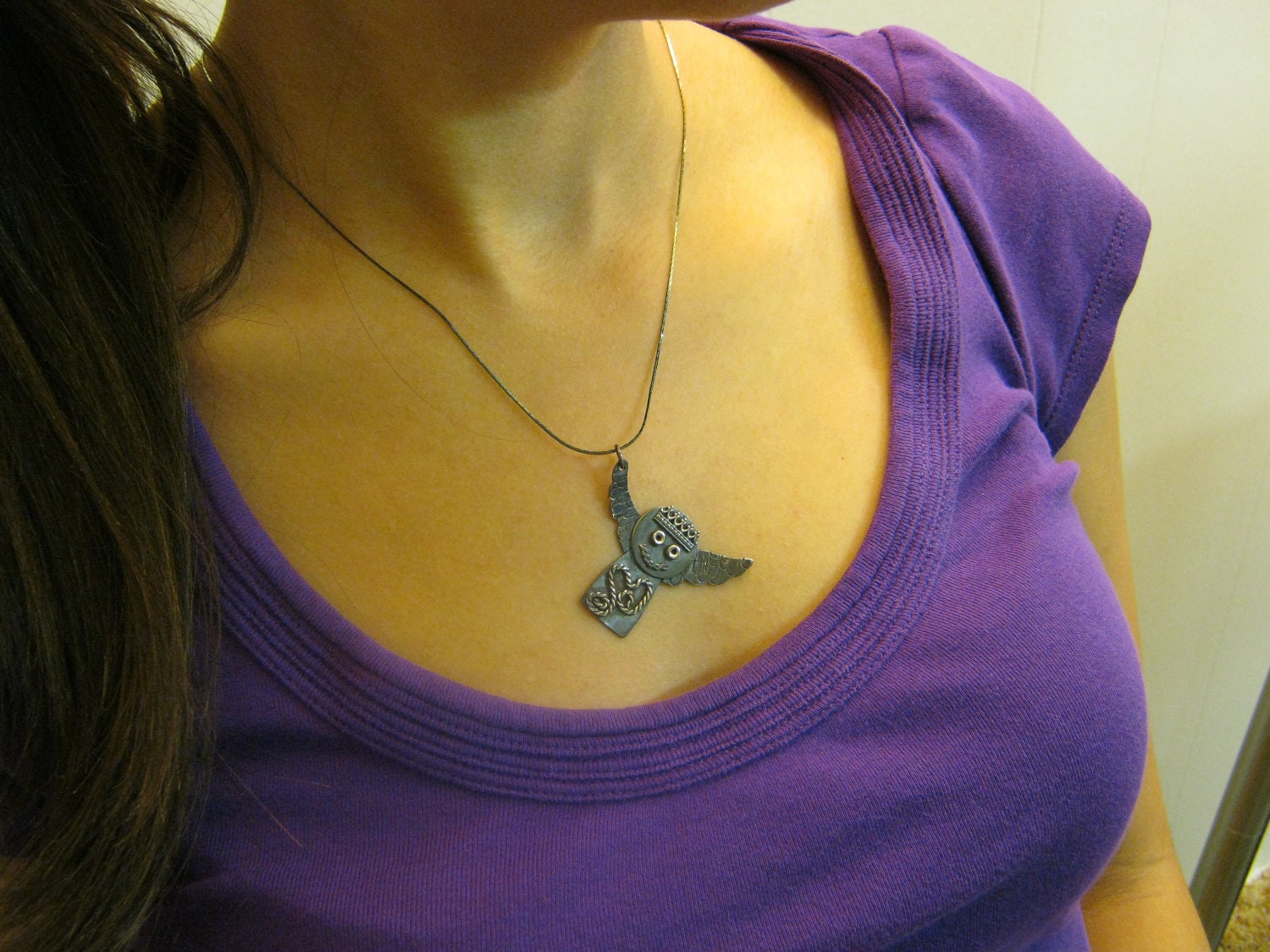 Sterling Silver Angel Pendant Necklace, handmade