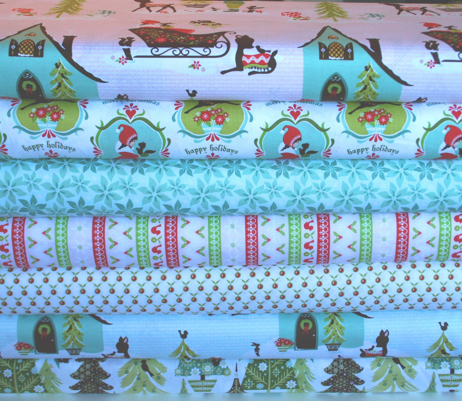 Riley Blake, Sheri Berry, ALPINE WONDERLAND, Christmas Fabric, 1/2 Yard Bundle of 8