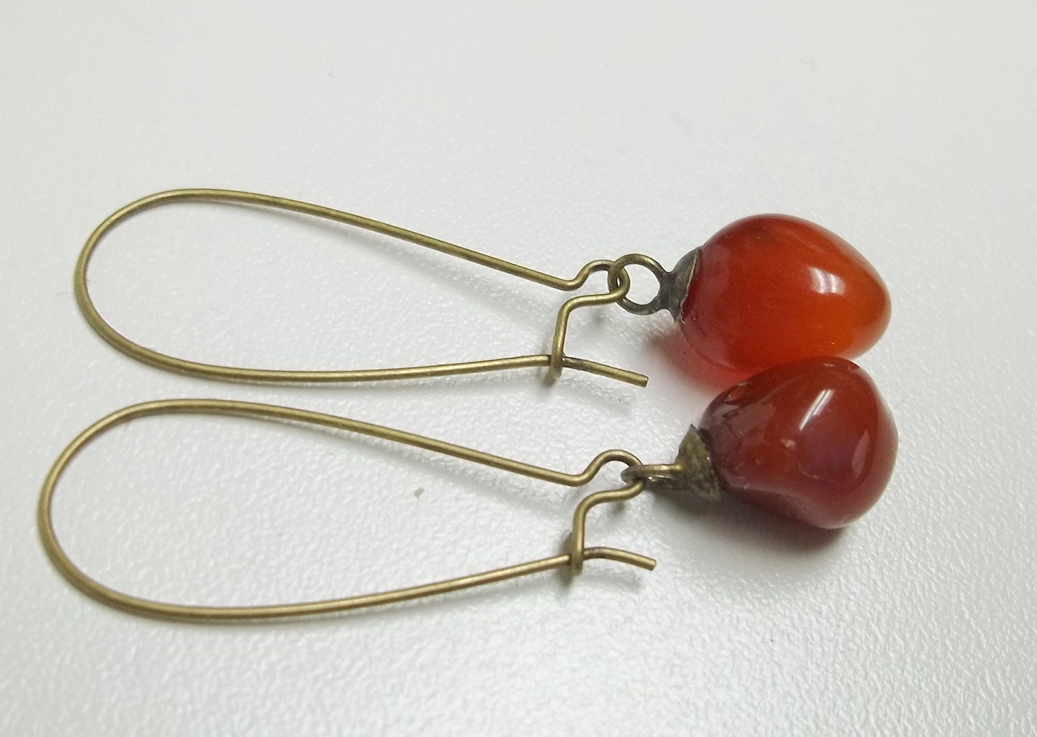 Vintage reclaimed burnt orange agate drop earring