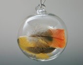 Handblown Christmas Ball Feather Ornament