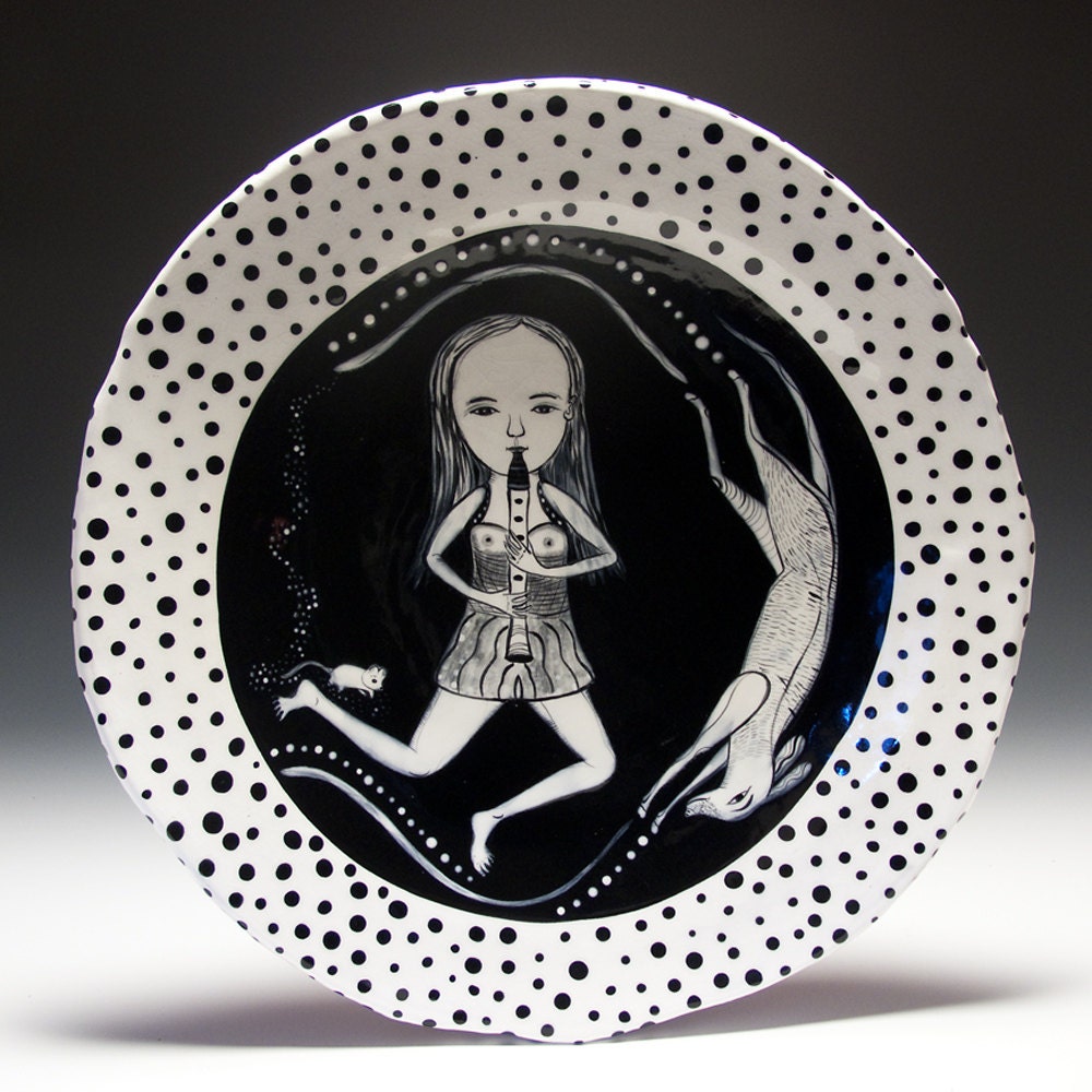 A Large Ceramic Plate - Piper
