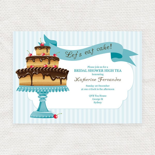 let's eat cake bridal shower invitation - printable file