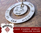 Hand Stamped Jewelry - Personalized Necklace - Handstamped - Mother Necklace - Love You to the Moon and Back II mom necklace