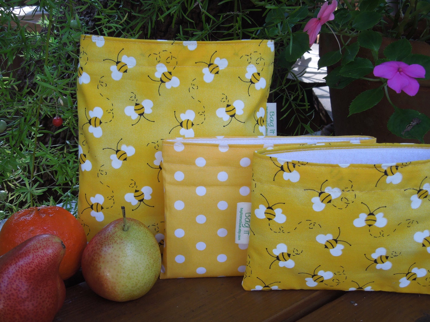 Reusable sandwich and snack bags - Sweet as honey with snack bag of your choice