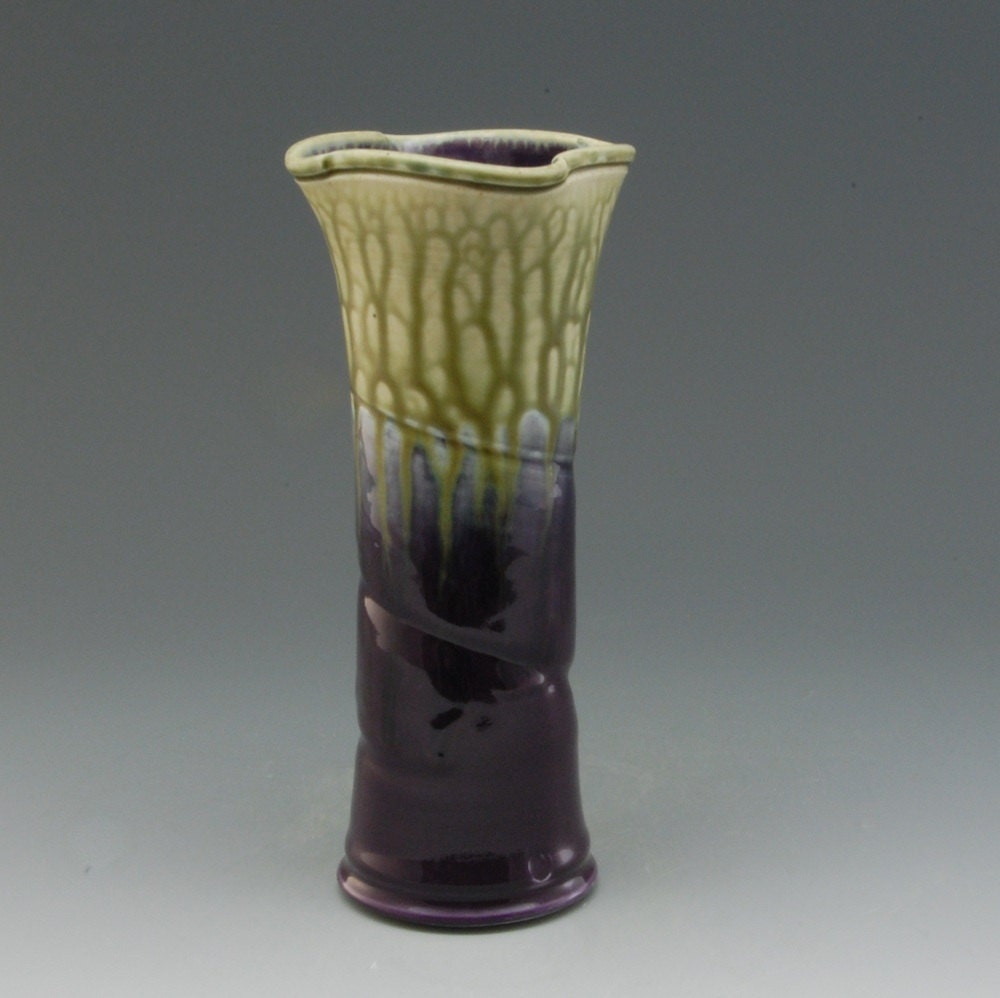 Pottery Vase Purple Fern  Decorative flower display Porcelain by Mark Hudak