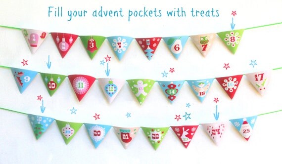 Christmas Advent calendar garland printable template