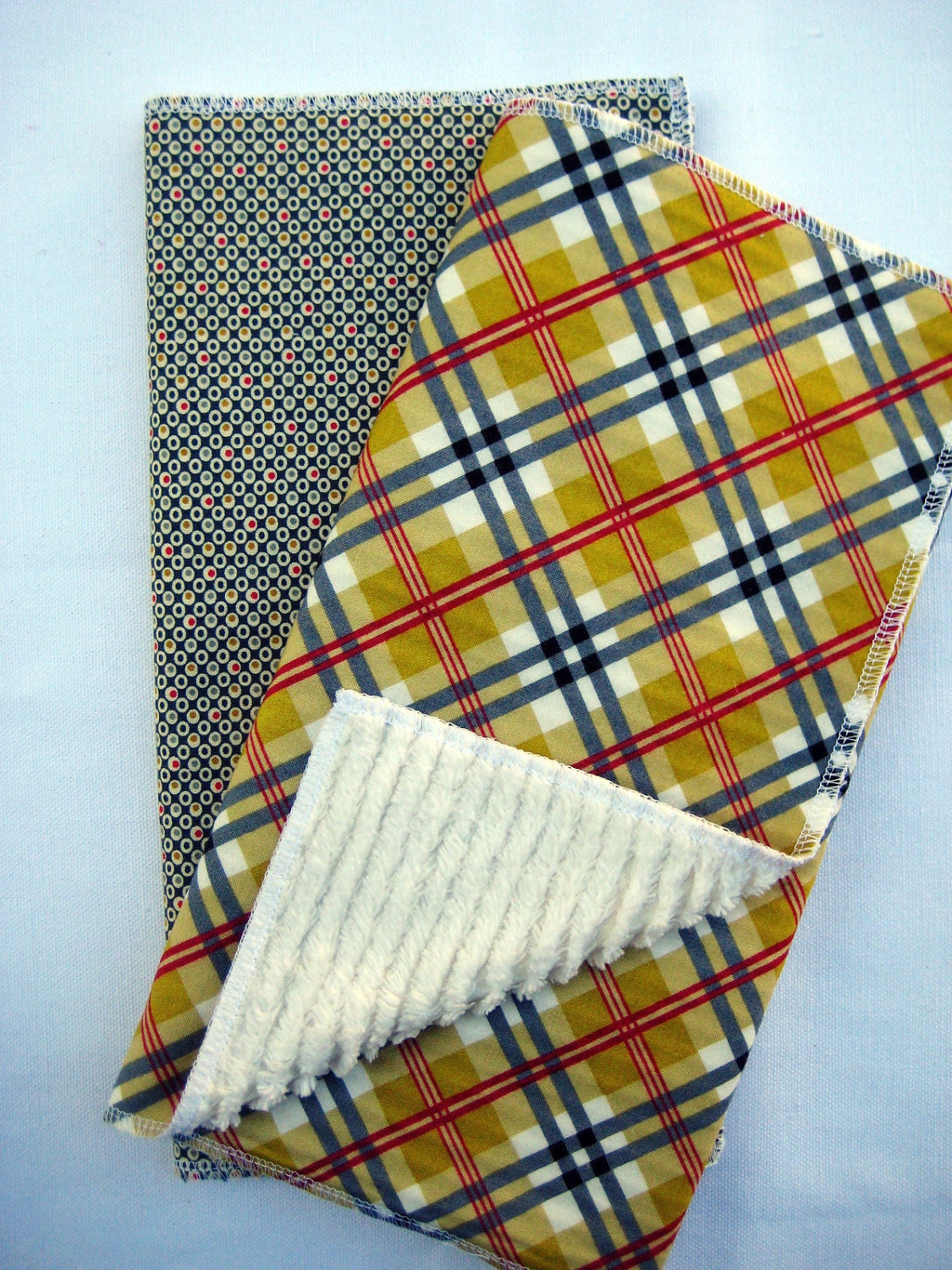 Burp cloth, set of 2, gold plaid, ready to ship, RTS