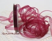 Burgundy Sheer Organza 1/4 inch ribbon 5 yards, Embellishment Trim for scrapbooks, cards, jewelry, crafts