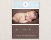 Photo Christening/baptism Invitations. Boys cross design. I Customize, You Print. Il_170x135