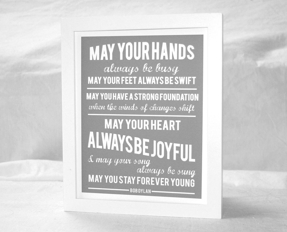 Bob Dylan Posters Forever Young Verse 3 Decor for Kids Room Baby Nursery or College Dorm
