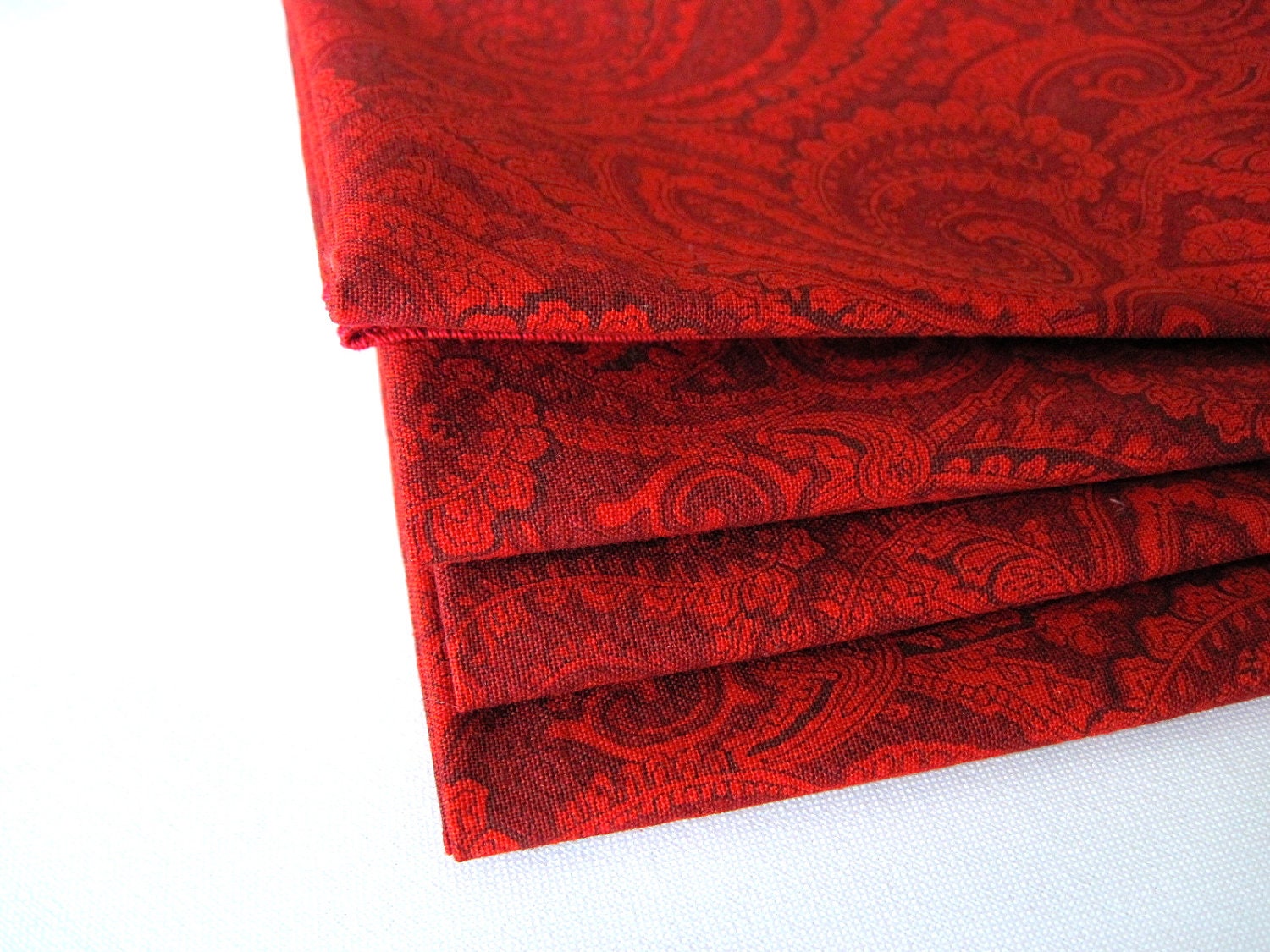 4 Red Paisley Napkins