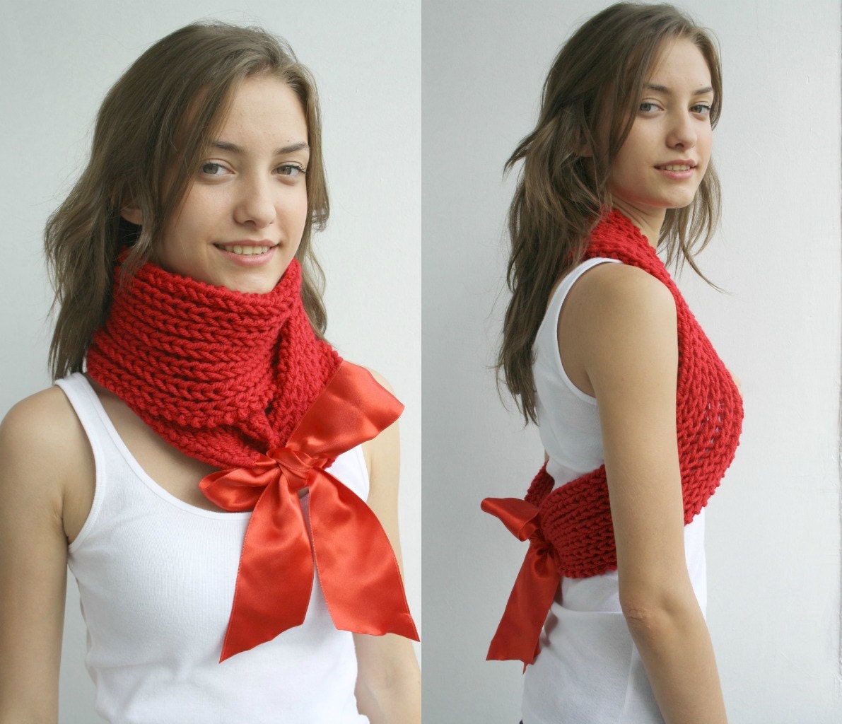 FREE SHIPPING Red Scarf Shawl Neckwarmer  Mothers Day gift for women girls gift under USD50
