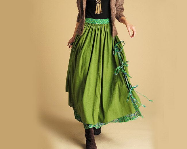 Maxi linen full skirt (446)