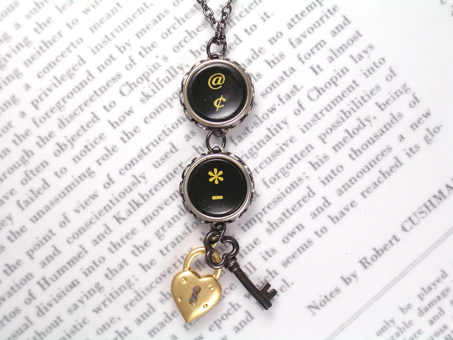Typewriter Key Necklace With Symbols - Mixed Metals - Typewriter Key Jewelry By Haute Keys