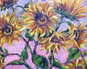 large impasto abstract sunflowers original oil painting modern garden landscape palette knife floral 24 x 36 contemporary canvas fine art