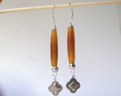 Earrings, Golden Horn, Long, Silver E515