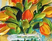 Oil Painting Home Decor Orange Tulips