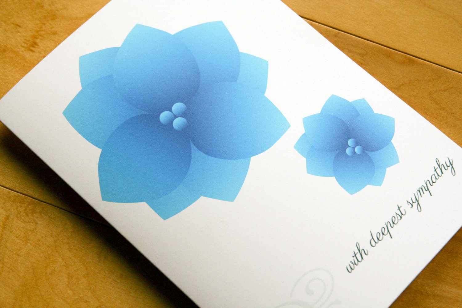 Sympathy Card - With deepest sympathy - Blue Hydrangeas