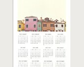 2013 Calendar - Colored Houses - A4 Photography Wall Calendar - Italy Burano Island Pastel Colors Simple Wall Calendar