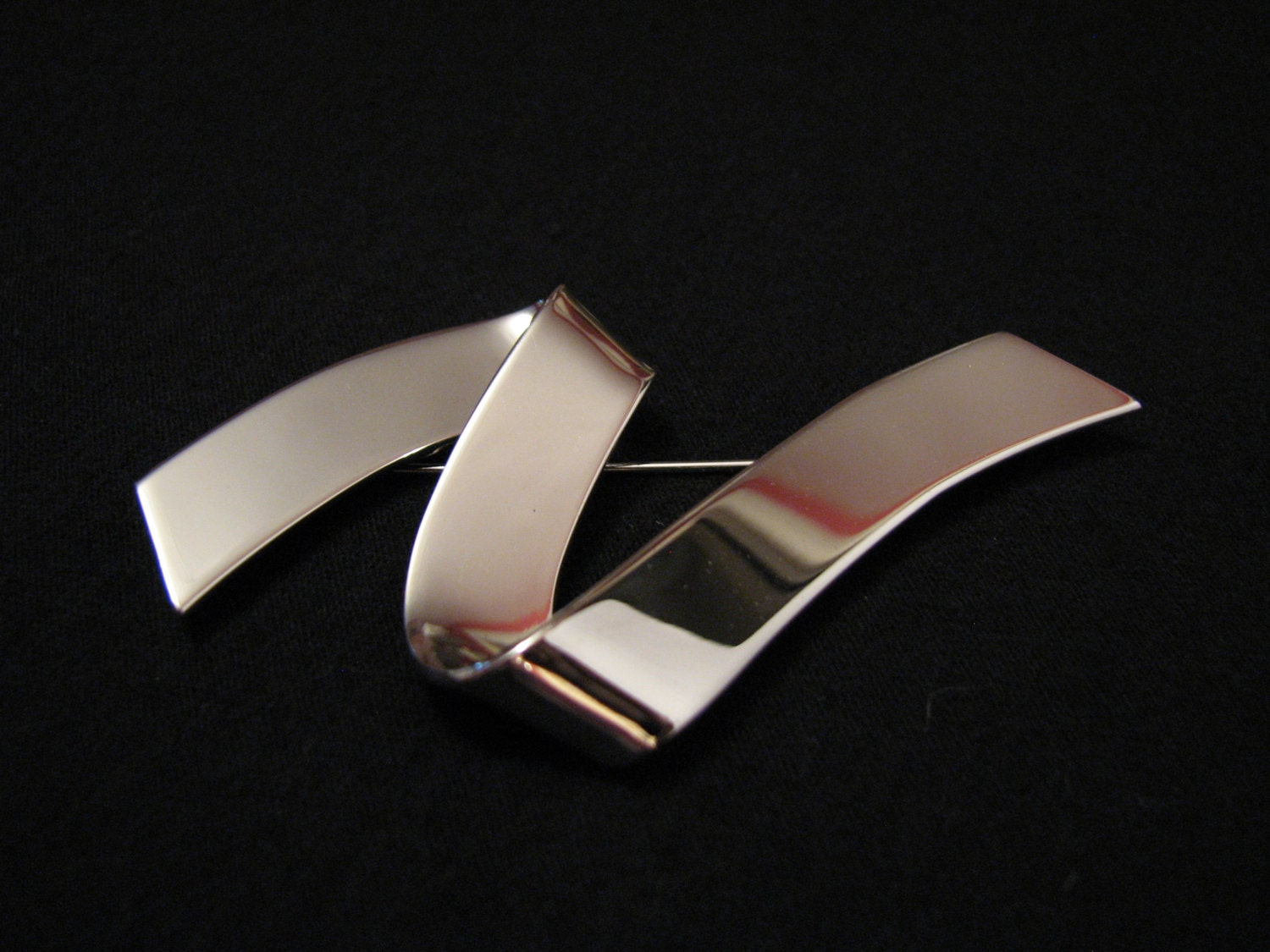 HUGE Vintage Monet Silver Tone Wave Pin Brooch