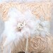 Ring Bearer Pillow- Bridal Pillow in Champagne, Ivory and White with Feathers - Vintage Obsession