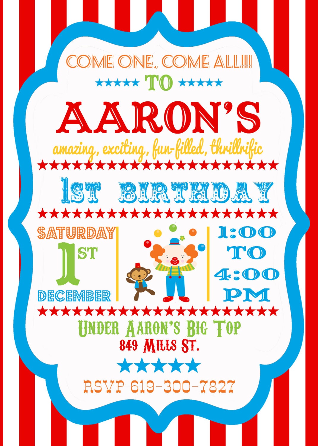Custom Circus Invitation Il_570xn