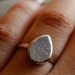 Silver White Agate Druzy Ring - Teardrop - Sterling, Stacking Ring