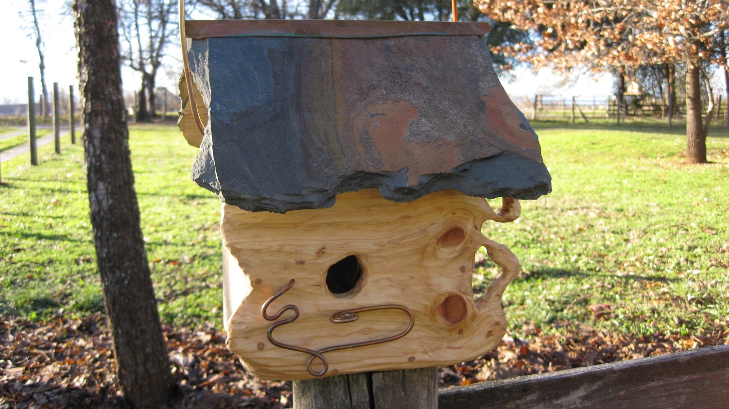 Birdhouse Rustic Slate Roof Sculpted O.O.A.K