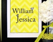 PRINTABLE PDF Personalized Names with Birds Chevron Print Wedding Present