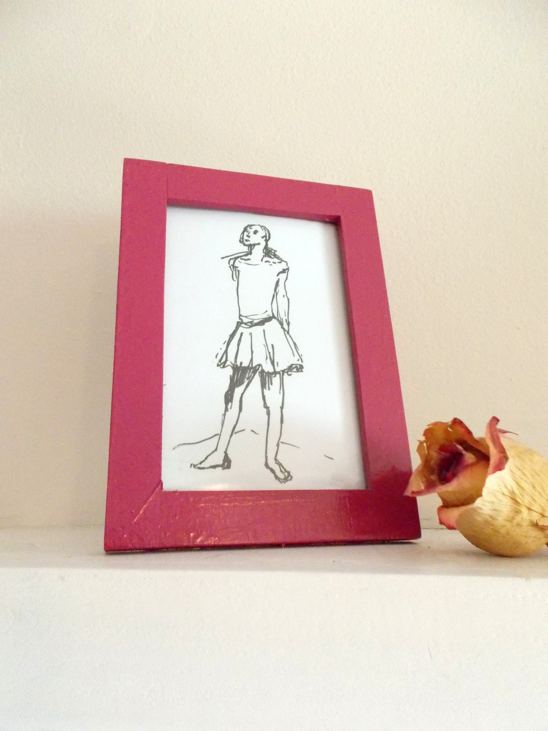 4x6 Framed Sketch Print of Edgar Degas Ballerina