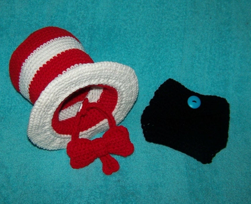 Newborn photo prop cat in the hat inspired set  you pick the size
