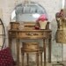 Painted Cottage Chic Shabby Distressed Gold French Vanity41