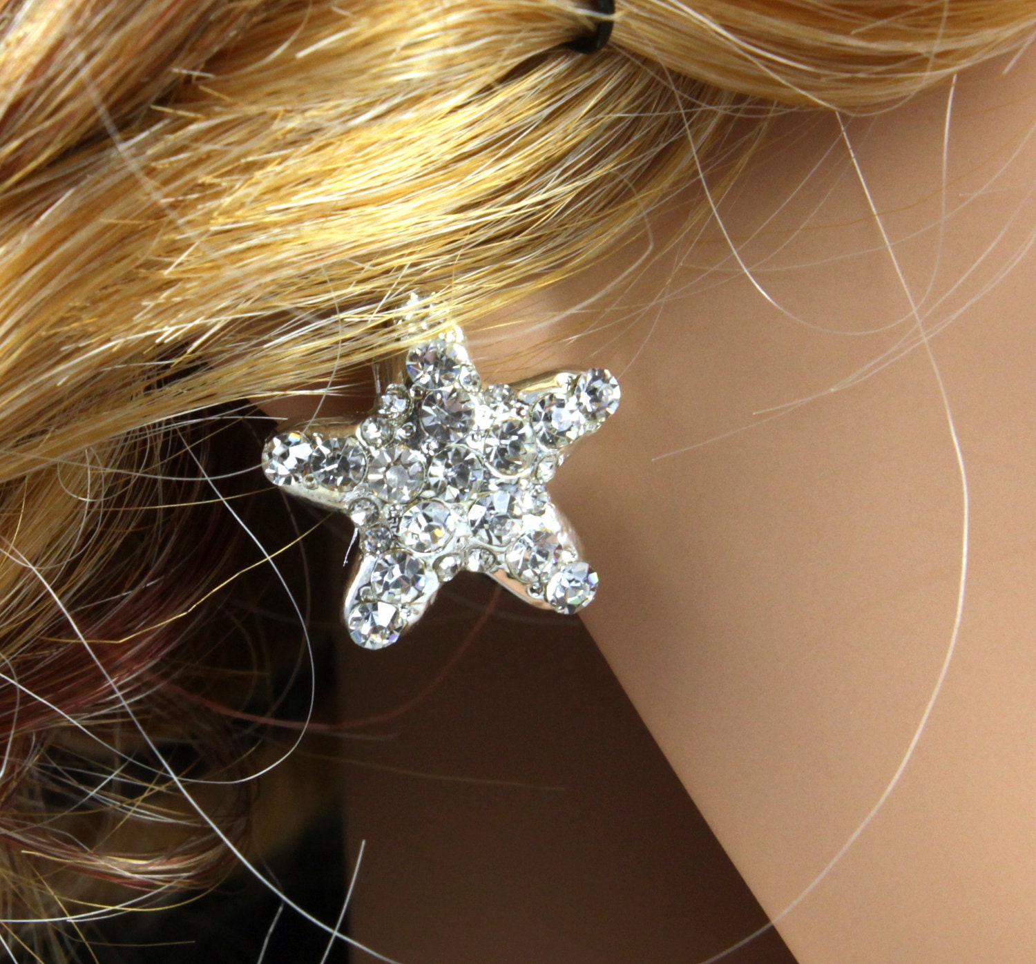 Starfish - Vintage Style Starfish Rhinestone Bridal Stud Earrings, Bridal, Crystal Wedding Earrings, Sparkle, Bridesmaids, Bridal Party