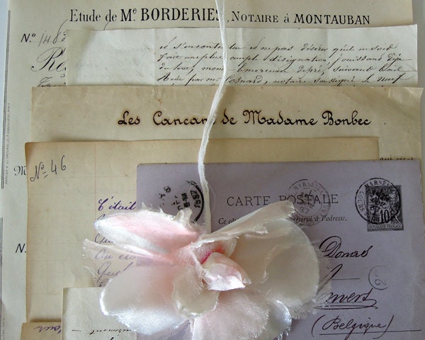 Vintage french ephemera bundle, with letters, old bills, music.