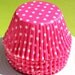 JUMBO Pink Dot Cupcake Liners, Texas Size Muffin Cups (50 count)