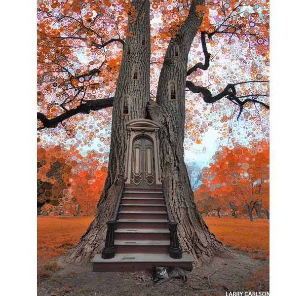 Shadows Treehouse...16x20 matted photograph collage / fine art giclee print