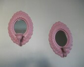 Vintage Burwood Milk Glass Look Hobnail Sconces Set of 2