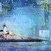 10" x 8" paper print - Bright Night - paper print of lighthouse mixed media collage painting on paper