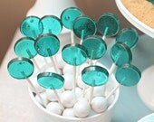Mermaid Birthday Aqua Lollipops - 12 Bubble Gum flavor favors for mermaid party