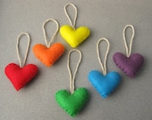 5 Felt Heart Ornaments Wedding favors Eco-Friendly Recycled Felt OlyTeam
