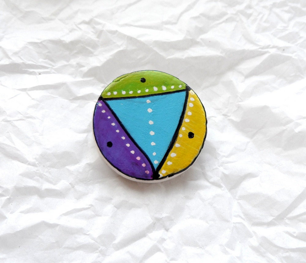 Modern Geometric Brooch, color block pin