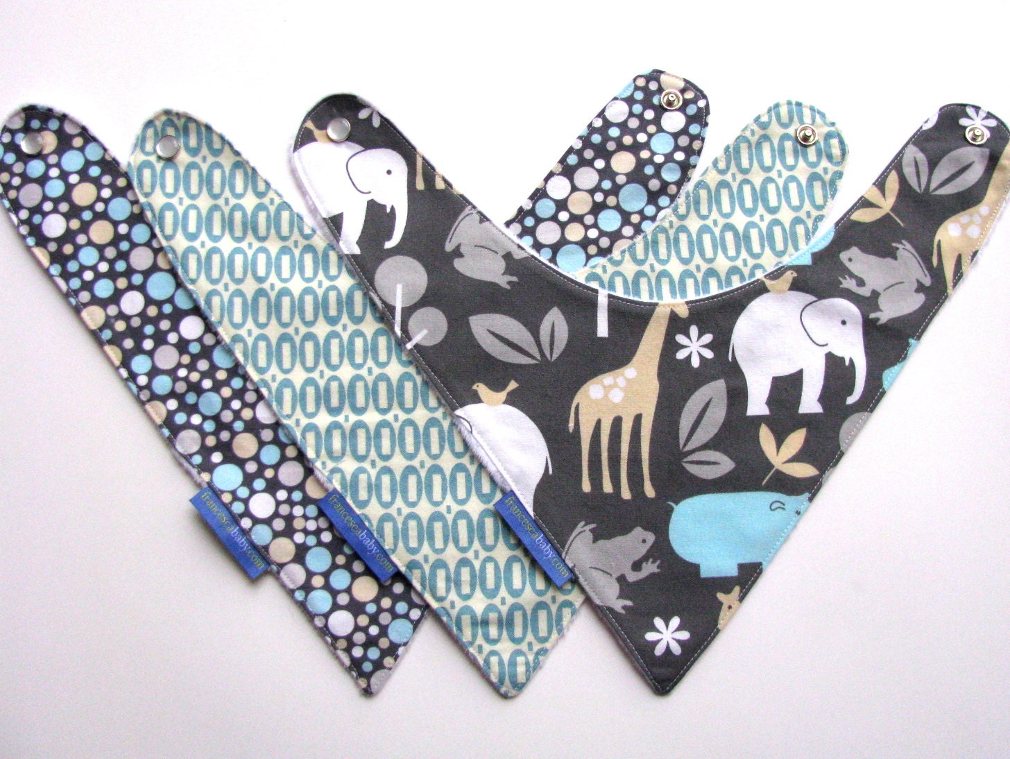 Bandana Drool Bibs - 3 Michael Miller Fabric Baby Bandana Bibs