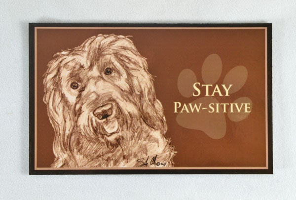 Labradoodle  Dog Art Fridge Magnet- Stay Paw-sitive