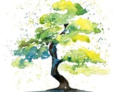 Bonsai Landscape painting-Watercolor-Glicee print-Home decor-poster print-Archival Print from my original watercolor painting 8x10 inch