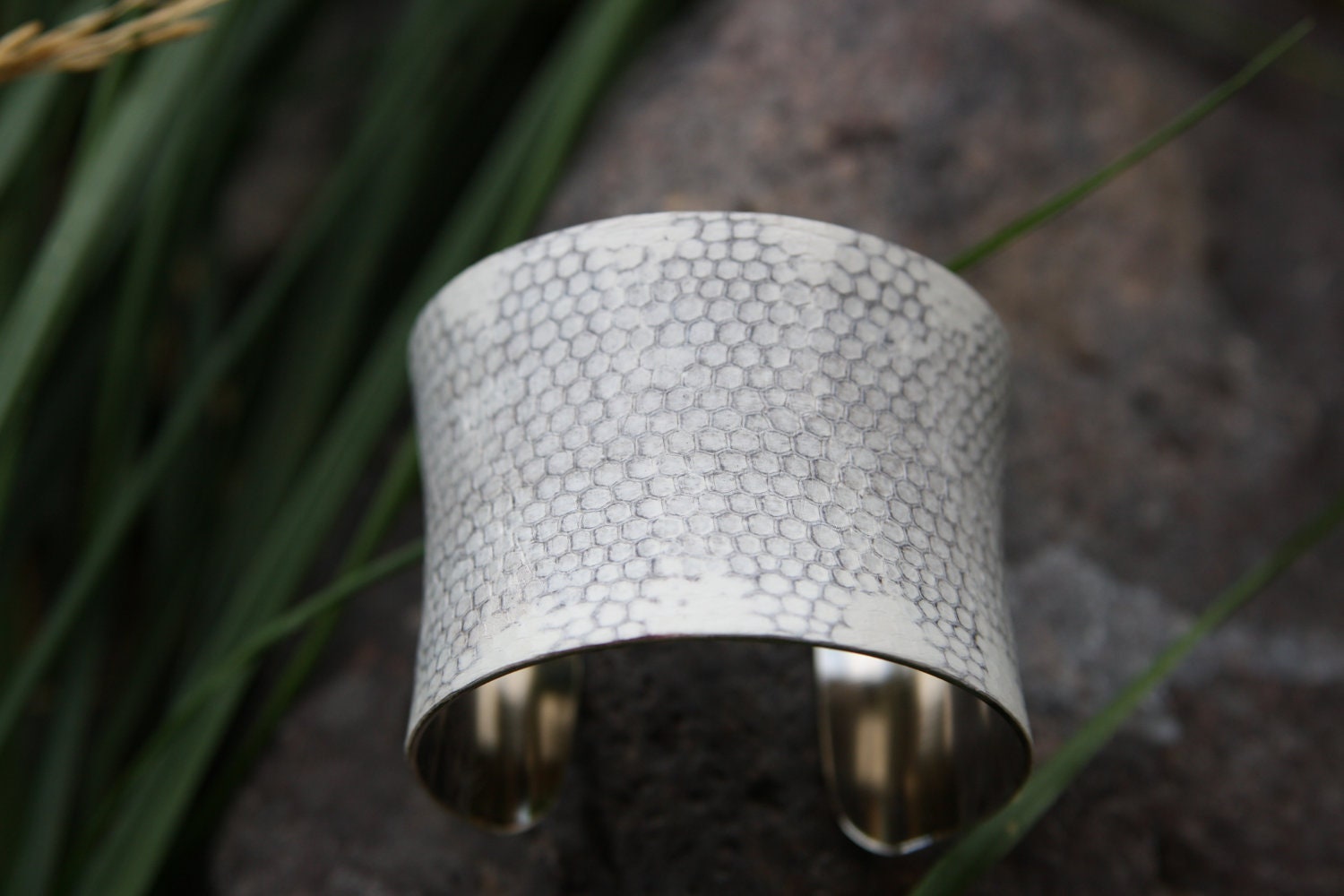 Genuine Sea Snakeskin Cuff - 2 inch - White