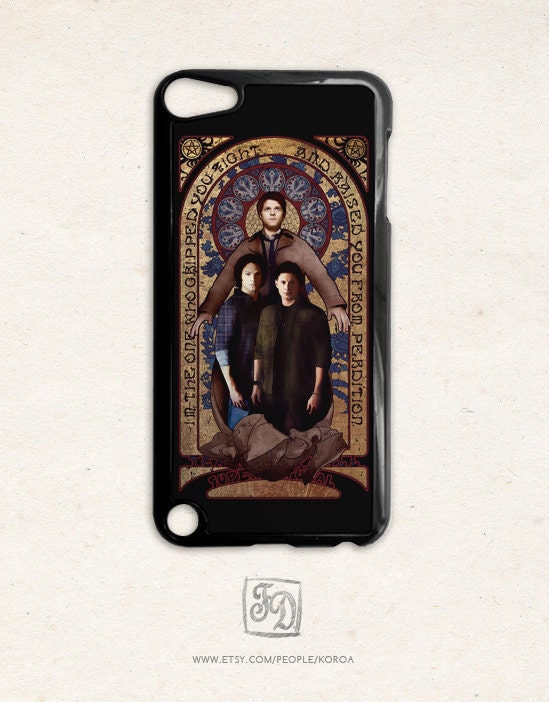 iPod touch 5th gen. case TEAM FREE WILL , Supernatural, Sam and Dean Winchester , Castiel / art nouveau
