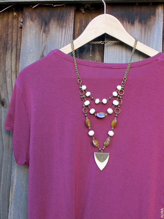 Long Bone and Chain Necklace
