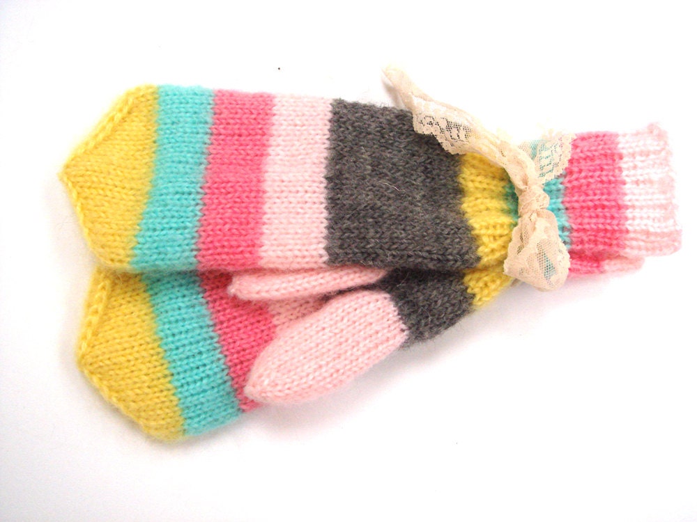 Rainbow Mittens, gift for her, winter gloves