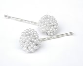 Upcycled Vintage White Beaded Earring Hair Pins